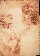 LEONARDO da Vinci Profiles of a young and an old man oil painting